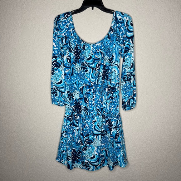 Lilly Pulitzer Lana Skort Romper Mermazing Off the Shoulder Blue Size Medium - Picture 4 of 5